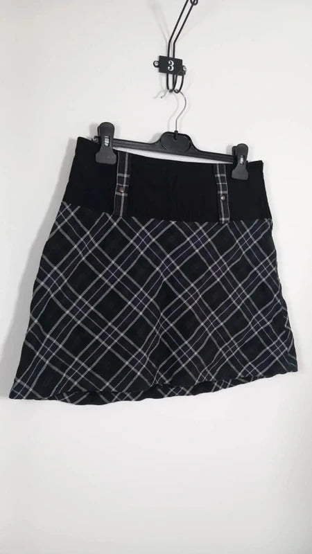Jupe Courte cache cache - Taille 38 - Neuve - Motif Écossais / Tartan Noir