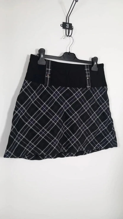 Jupe Courte cache cache - Taille 38 - Neuve - Motif Écossais / Tartan Noir