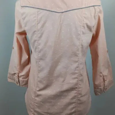 "Life is Beautiful" Shirt - Salmon/Coral - Size 40 - NEW - Chambray Details