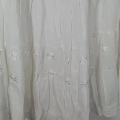 Boho White Midi Skirt – 100% Cotton – Broderie Anglaise & Lace