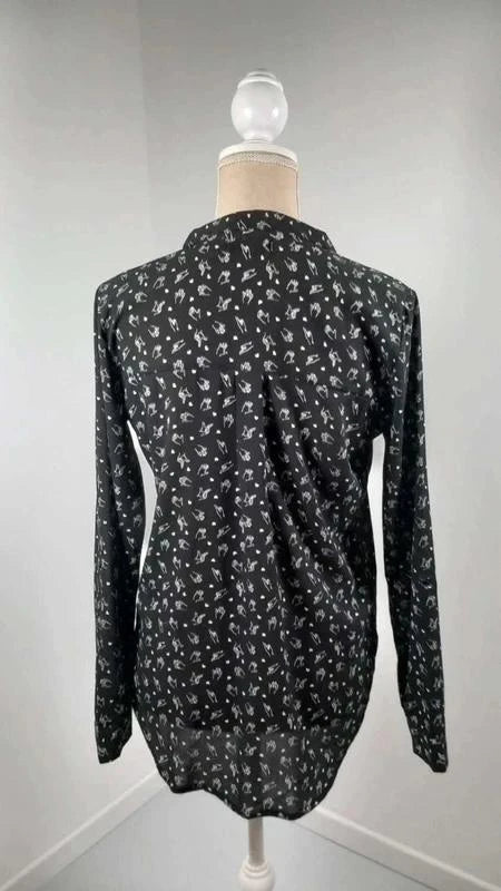 Chemise Jennyfer Noire Motif Mains Signes ASL - Taille S