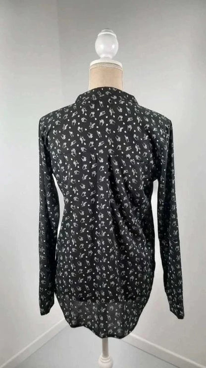 Chemise Jennyfer Noire Motif Mains Signes ASL - Taille S
