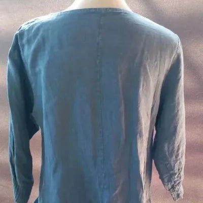 Robe Tunique 100% Lin – Bleu Indigo & Style Bohème taille 42