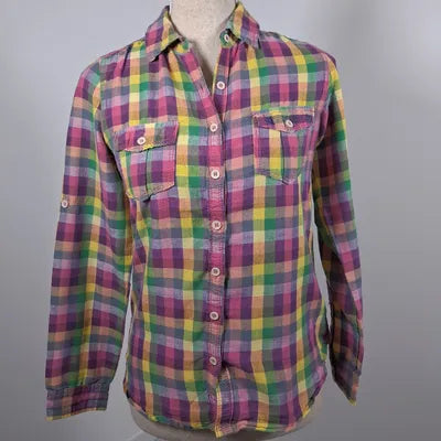 Vintage multicolored plaid shirt – Jennyfer – Size S (US 4)