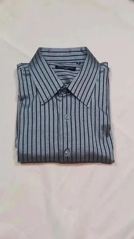 Men's Shirt Adriano Jacometti Size 41/42 - New Grey/Brown Stripes