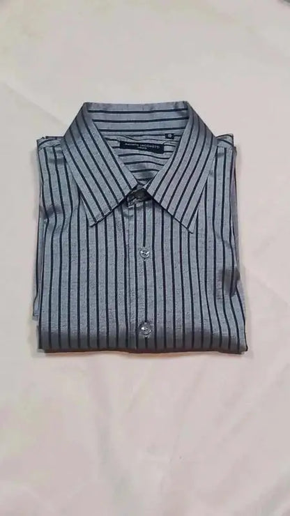 Men's Shirt Adriano Jacometti Size 41/42 - New Grey/Brown Stripes
