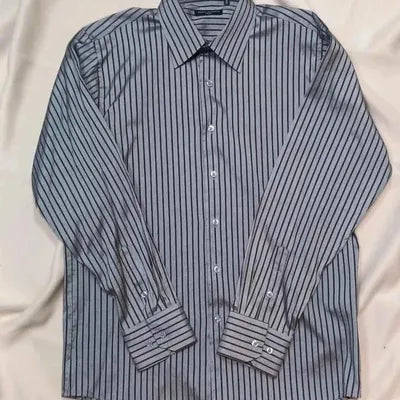 Men's Shirt Adriano Jacometti Size 41/42 - New Grey/Brown Stripes