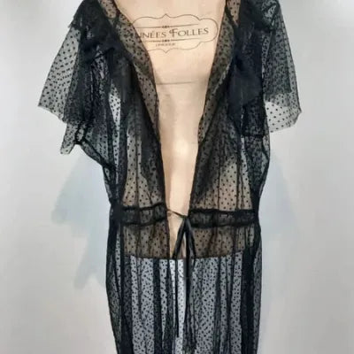 Lightweight Flowy Long Black Floral Kimono Jacket / Chic (One Size or 50+)
