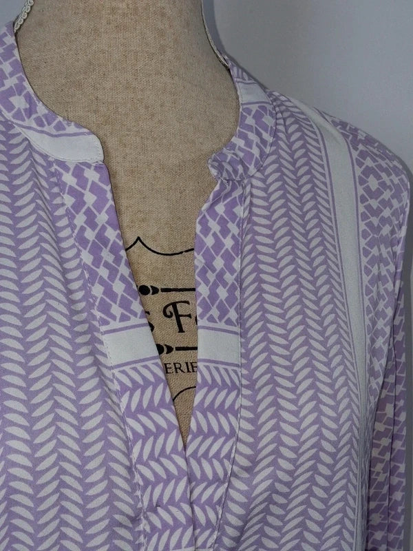 Robe bohème lilas et blanche Pigalle taille M neuve volants