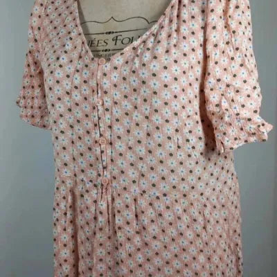 Robe Courte Fleurie Clockhouse T40 - Neuve - Style Bohème Rose & Blanc