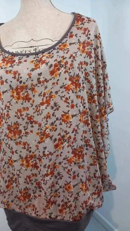 Tunique Fluide Florale Automnale (Grande Taille - 54/56)