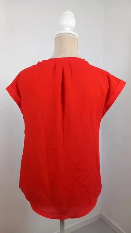 Top Chemisier Fluide Rouge Corail KIABI - Neuf - Taille S