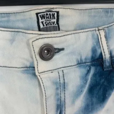 Blue & White Tie-Dye Denim Shorts – Festival Style – Size 14