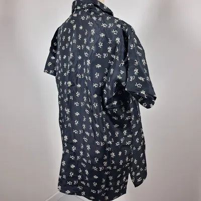100% SILK Black Camaïeu Shirt with Asian print – Size 3 (US 8/10)