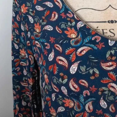 Promod Paisley Print Tunic - Size 38 - V-neck & Detailed Back