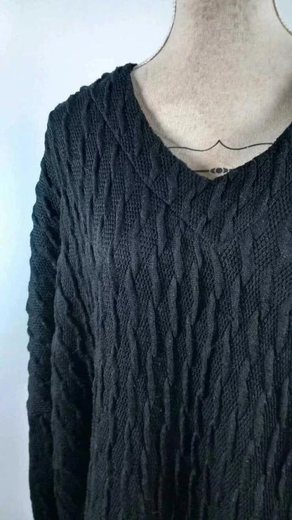 Pull Léger Jean Marc Philippe - Maille Relief Noire - Taille 52/54