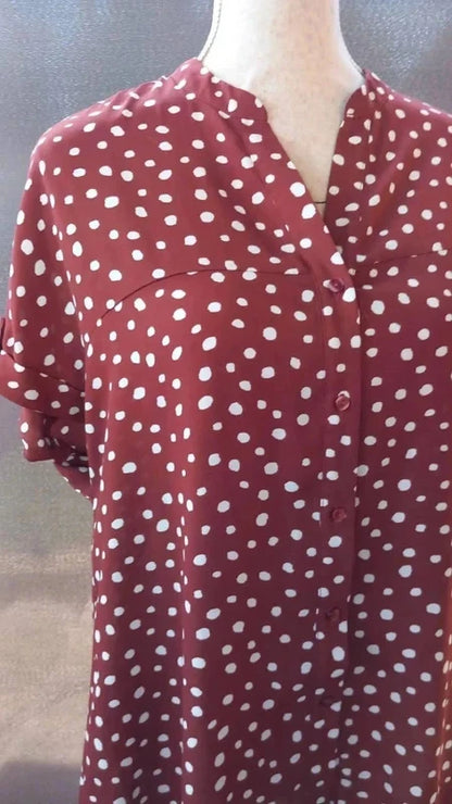 Chemise Fluide Primark Terracotta à Pois Blancs - Taille 38 Neuf
