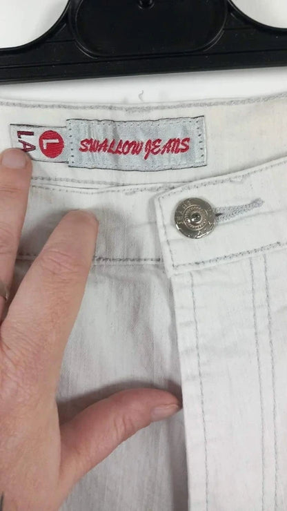 Pantacourt en Jean Blanc Swallow jeans - Taille L - État Neuf