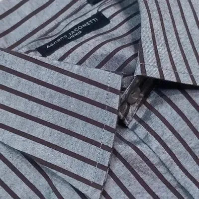 Men's Shirt Adriano Jacometti Size 41/42 - New Grey/Brown Stripes