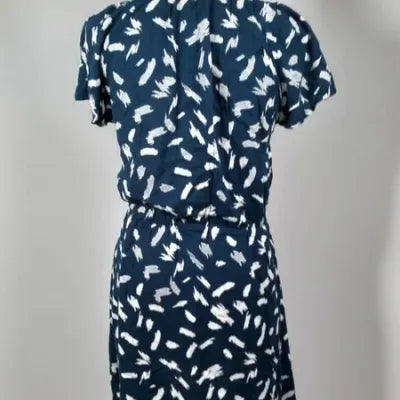 Robe UP2 Fashion – Viscose – Bleu Marine & Motifs Coups de Pinceau – Taille 40 (L)