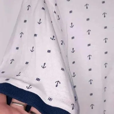 Guess Slim Fit White Anchor Print Polo New - Size M/L
