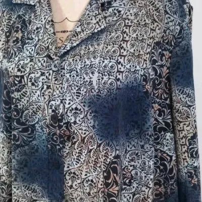 Chemise Vintage Création Atelier GG – Jacquard Carreaux Arabesques – Épaulettes – Taille 52 (XXL)