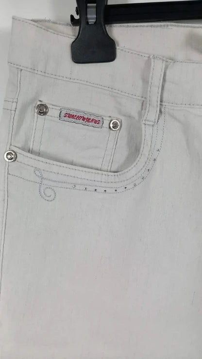 Pantacourt en Jean Blanc Swallow jeans - Taille L - État Neuf
