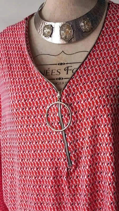 Magnifique tunique rouge et noir de la marque Gémo taille XL
