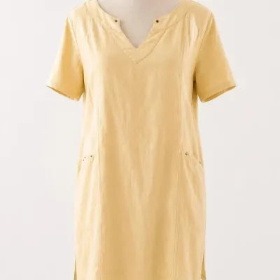 Robe en Lin Christine Laure Jaune Pastel & Détails Chic taille 40