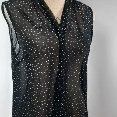Chemisette YFT – Pois Blanc/Noir – Col V – Coupe Asymétrique – Taille 38 (M)