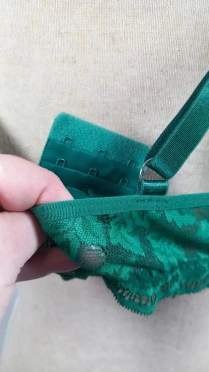 Magnifique Soutien-Gorge Dentelle Vert Sapin - Taille 4XL (Neuf)