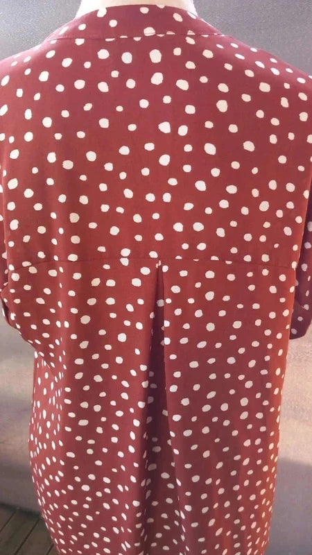 Chemise Fluide Primark Terracotta à Pois Blancs - Taille 38 - Neuve