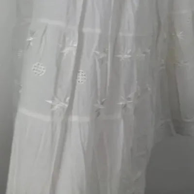 Boho White Midi Skirt – 100% Cotton – Broderie Anglaise & Lace