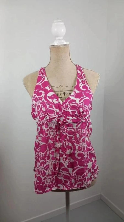 Top Dos Nu Floral Rose & Blanc KIABI - Taille 38 (M)