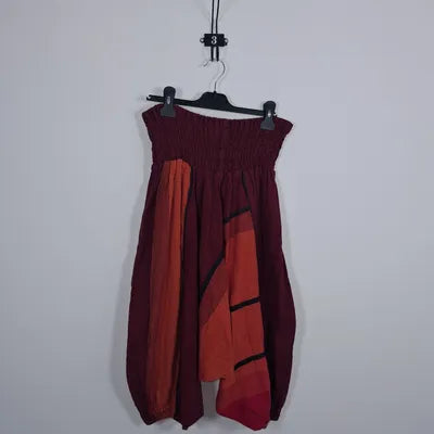 Sarouel court Nepalaya 100% coton – Bordeaux & orange – Taille XL