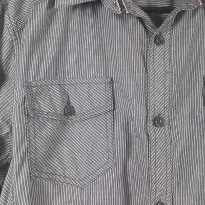 Men's Kaporal Jeans Grey & White Striped Shirt Size L - New