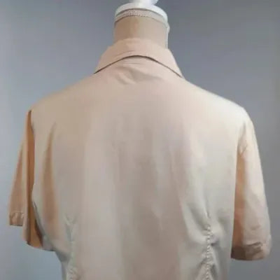 Men's Beige Satin Short-Sleeved Jacket-Style Shirt - Armand Thiery - Size 4