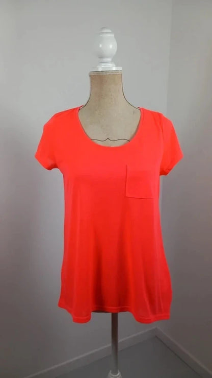 Tee-shirt Fluo Corail H&M Divided - Coupe Asymétrique - Neuf - Taille 38
