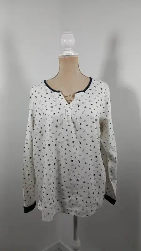 Terre de marins White Tunic with Swallow Motifs Size 44 - Very Good Condition