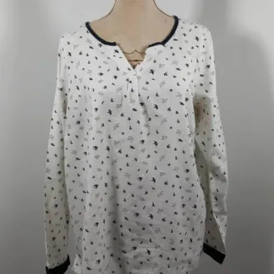 Terre de marins White Tunic with Swallow Motifs Size 44 - Very Good Condition