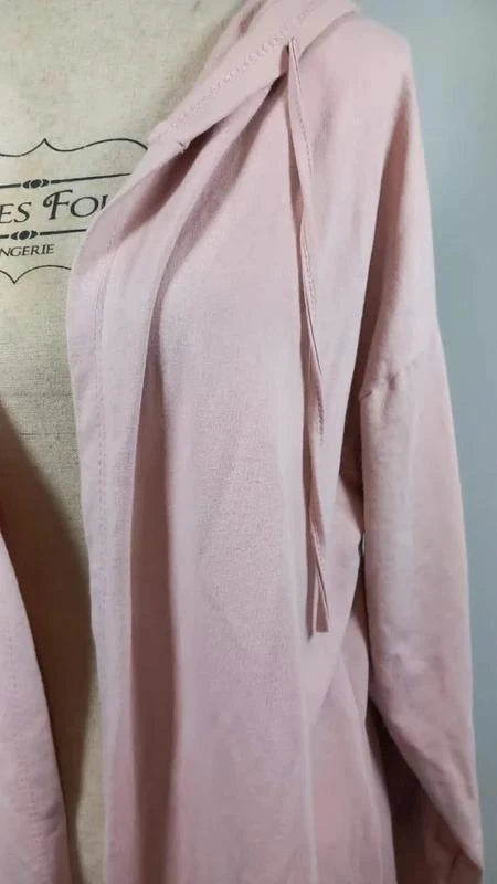 Veste Longue (Gilet) Rose Poudré à Capuche - Imprimé "Badass" Dorsal - T. 48/52