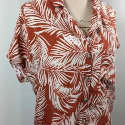 Petit Haut Fluide Primark - Taille 42 (XL) - Imprimé Tropical Terracotta & Blanc