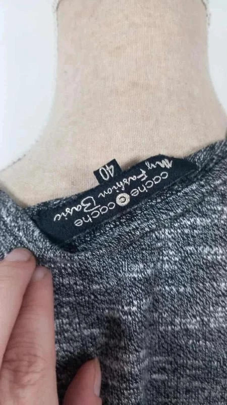 Robe Grise Chinée Cache Cache – Col Bénitier Élégant – Taille 40