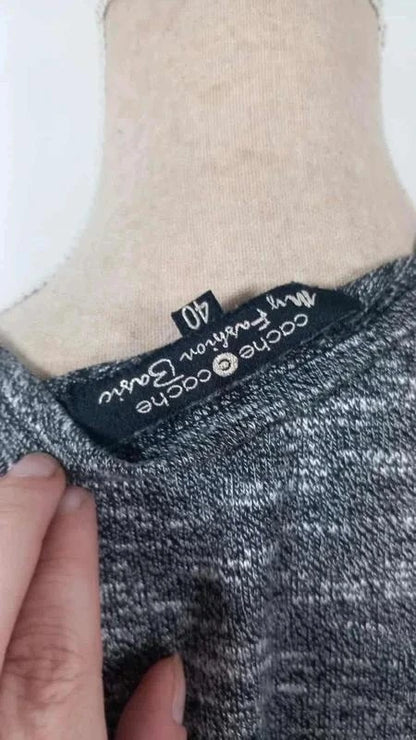 Robe Grise Chinée Cache Cache – Col Bénitier Élégant – Taille 40