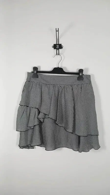 Black and white striped ruffled mini skirt – ETAM – Size 38