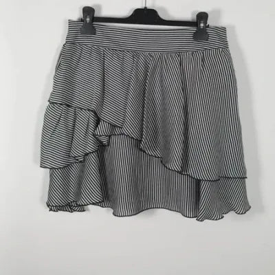 Black and white striped ruffled mini skirt – ETAM – Size 38