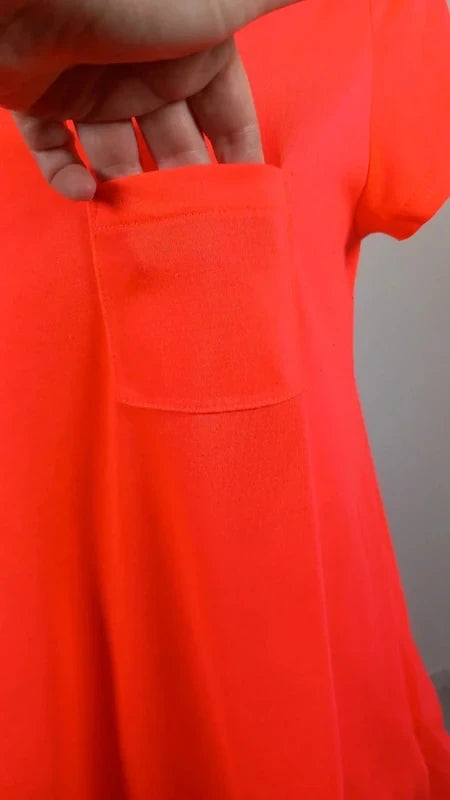 Tee-shirt Fluo Corail H&M Divided - Coupe Asymétrique - Neuf - Taille 38