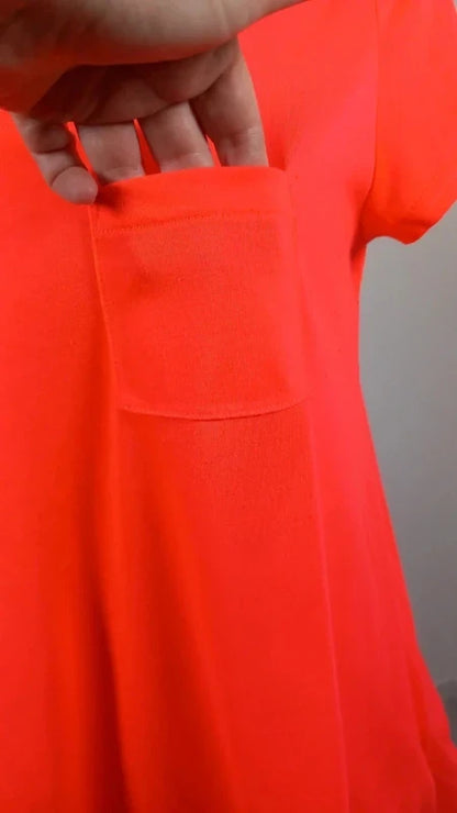 Tee-shirt Fluo Corail H&M Divided - Coupe Asymétrique - Neuf - Taille 38