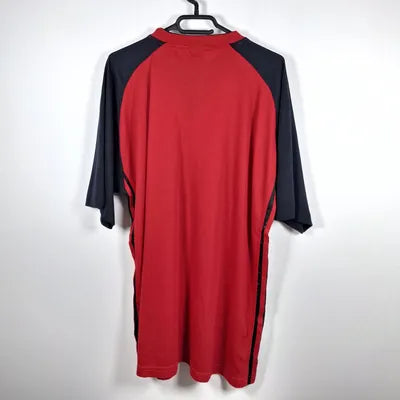 DIKESEN Two-Tone Red Black Sports T-Shirt – Graphic Print – Mesh – Size XXL