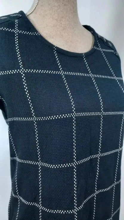 Robe Droite Promod Bleu Marine – Imprimé Carreaux Chic – Taille 38